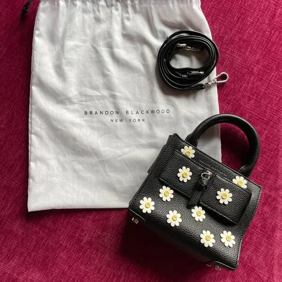Brandon Blackwood Kuei Bag – Black Leather Daisy Appliqué - Picture 2 of 5